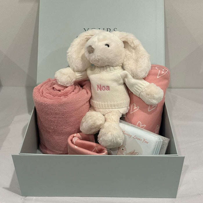 Bunny Loves Bathtime Set - Pink Rainbow or Pink Hearts