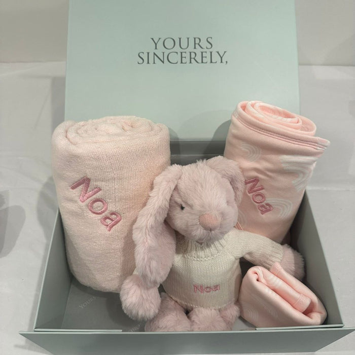 Bunny Loves Bathtime Set - Pink Rainbow or Pink Hearts