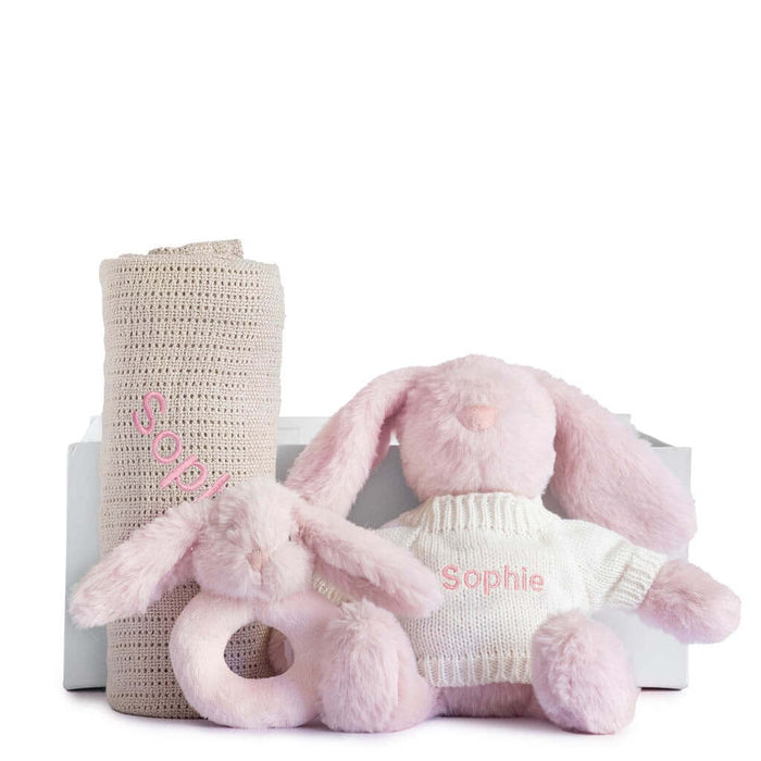 Cuddle Rattle Set - Pink (Beige Blanket)