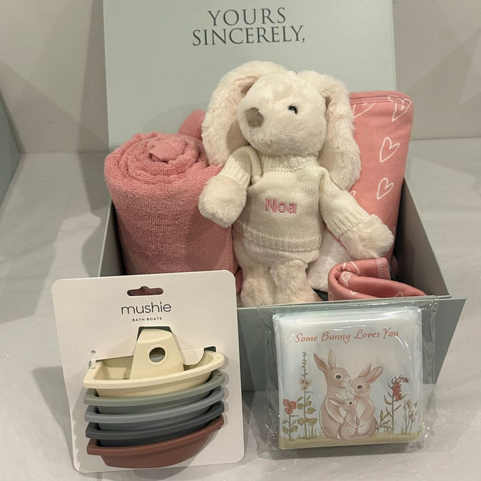 Deluxe Bunny Bathtime Set - Pink Rainbow or Pink Hearts