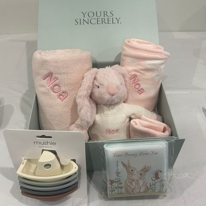 Deluxe Bunny Bathtime Set - Pink Rainbow or Pink Hearts