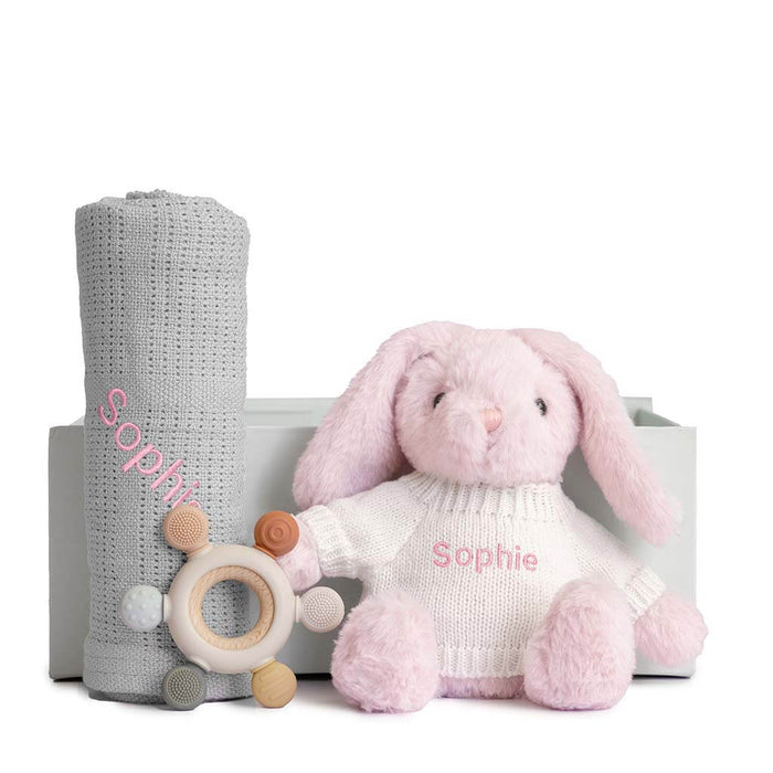 Cuddle Soother Set - Pink (Grey Blanket)